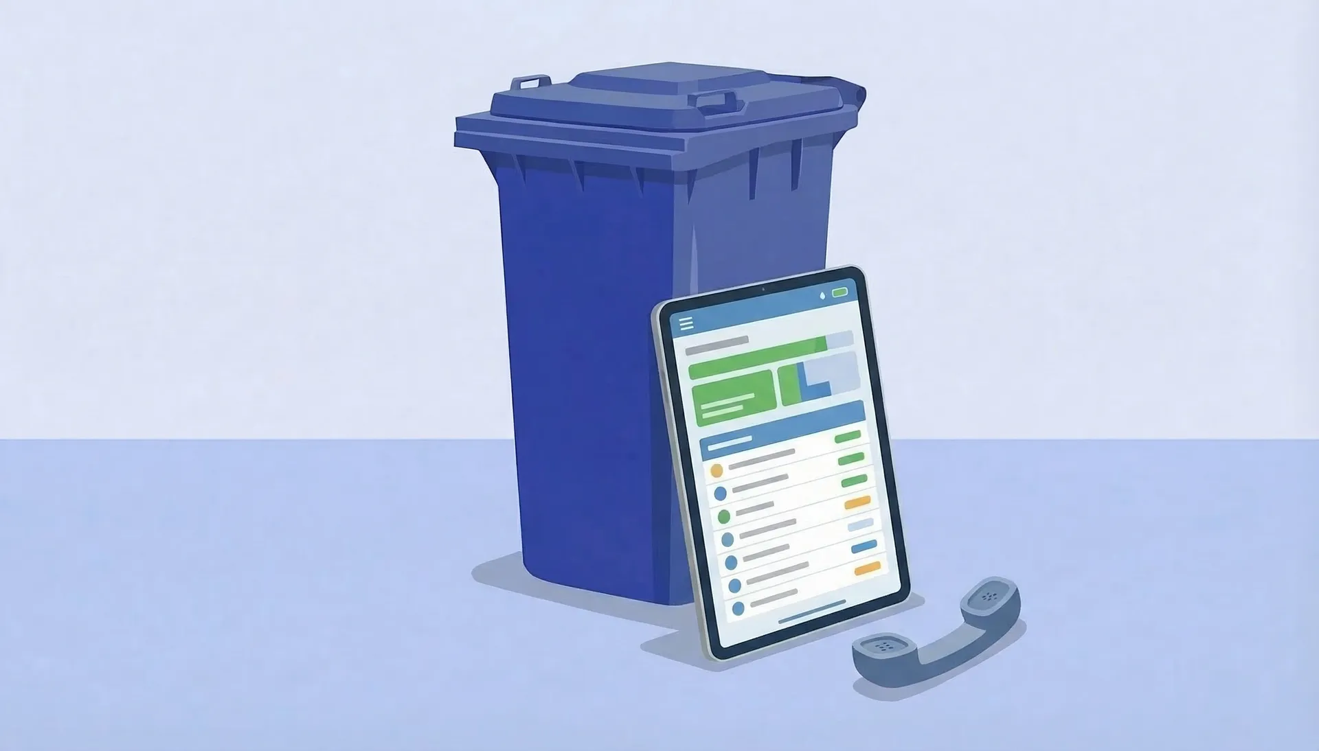 Dashboard eines Self-Service-Kundenportals für Entsorgungsdienstleister mit Container-Bestellungen, Auftragsstatus und Dokumentenabruf